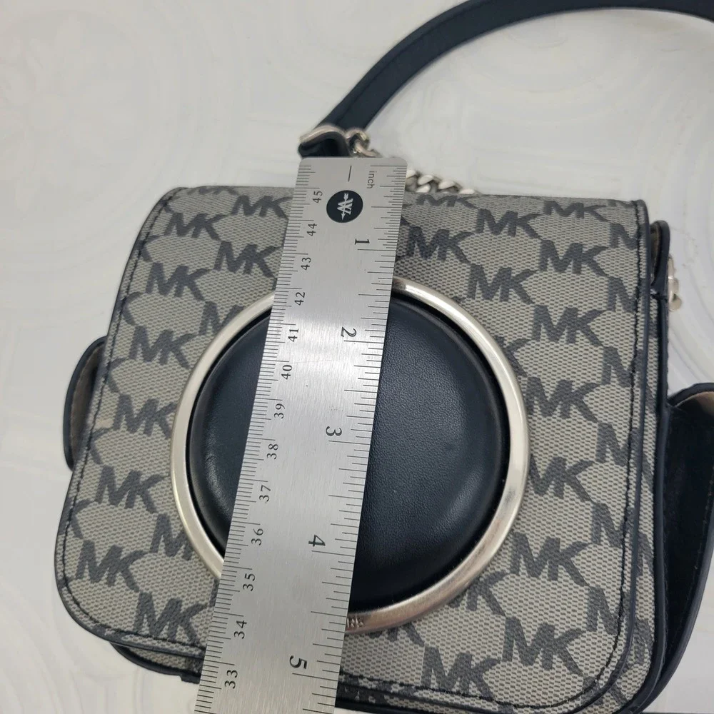 Michael Kors Studio Scout Collection Medium Moulded Camera Bag Black MK Logo New